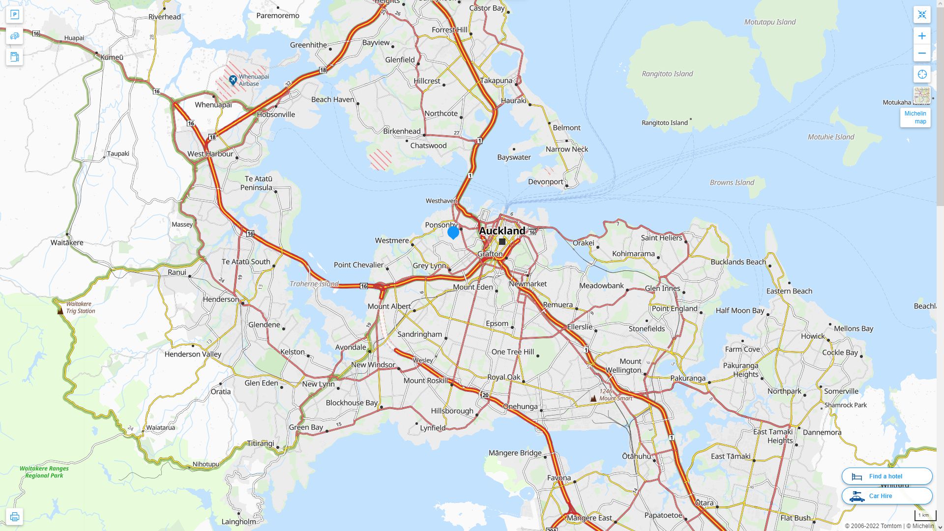 Auckland Nouvelle Zelande Autoroute et carte routiere